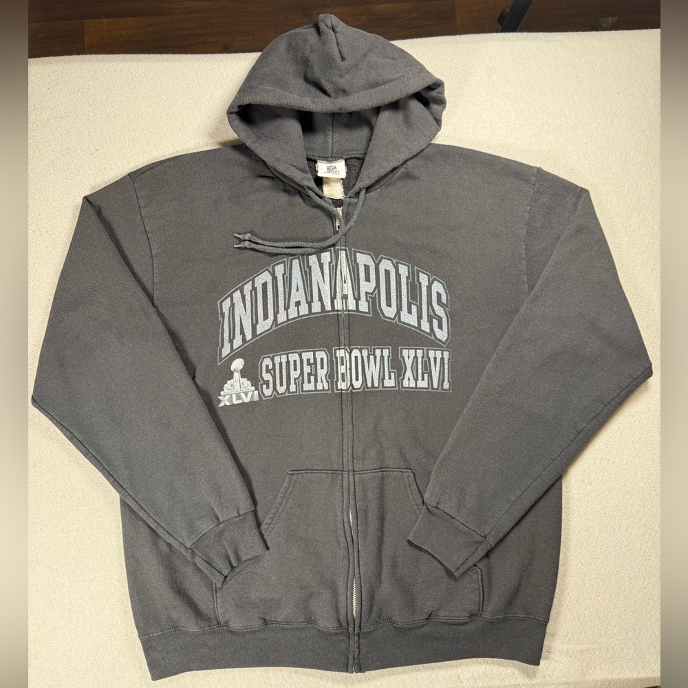 NFL Gray Indianapolis Super Bowl XLVI Zip-Up Hoodie